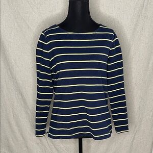 GAP Navy and Yellow Striped Long Sleeve Tee